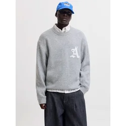 JACK & JONES Pulover JCOLEGACY pegasto siva/bela
