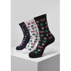 Grumpy Santa Christmas Socks - 3-Pack Black/Navy/White