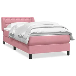 Vidaxl Box spring postelja z vzmetnico roza 80x220 cm žamet