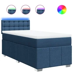 Vidaxl Box spring postelja z vzmetnico modra 90x200 cm blago