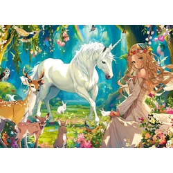 Schmidt - Puzzle Enorog in cvetna princesa - 1 000 kosov