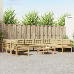 Set vanjskih sofa s jastukom 10 pcs Bijela i bež