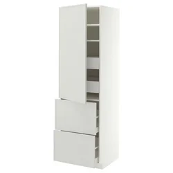 METOD / MAXIMERA Vis.el. s polic/4fiok/vrat/2front, bela/Aspudden svetlosiva, 60x60x200 cm