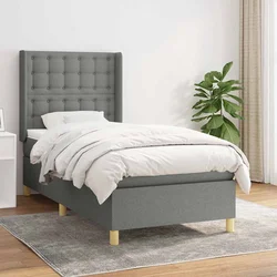 shumee Box spring postelja z vzmetnico temno siva 100x200 cm blago