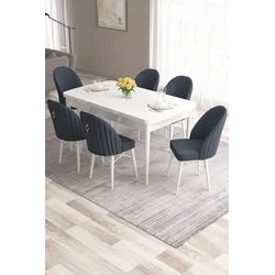 Hanah Home Set Trpezarijski sto i 6 stolica Roz, Antracit-beli