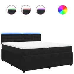 Vidaxl Box spring postelja z vzmetnico črna 200x200 cm žamet