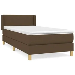 Vidaxl Box spring postelja z vzmetnico temno rjava 100x200 cm blago
