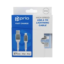 PRIO Charge & Sync USB A na Lightning kabel MFi certificiran 120 cm bijele boje