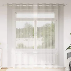 Voile zavjesa sa zavjesama 2 pcs Krema 260 x 140 cm Poliester
