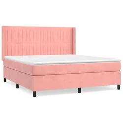 Vidaxl Box spring postelja z vzmetnico roza 180x200 cm žamet
