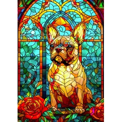 Enjoy - Puzzle Francoski buldog z vitražem - 1 000 kosov