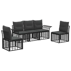 Set vanjskih sofa 5 pcs Crna i tamno siva Poliester