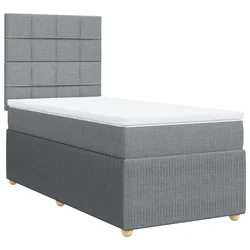 Vidaxl Box spring postelja z vzmetnico svetlo siva 80x200 cm blago