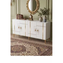 Hanah Home komoda Ilay 150, 150 cm, bela / zlatna