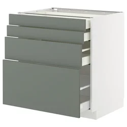 METOD / MAXIMERA Podni element 4 fronta/4 fioke, bela/Nickebo mat sivozelena, 80x60 cm