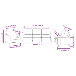 3-dijelni set sofa s jastucima krem od umjetne kože