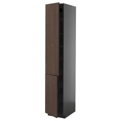 METOD Visoki element s policama/2 vrata, Crnosiva/Sinarp smeđa, 40x60x220 cm