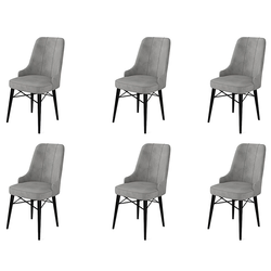 Hanah Home Set 6 trpezarijskih stolica Pare Sivo-Crni