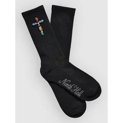 Ninth Hall Bejeweld Rhinestone Socks black