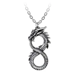 Ogrlica z obeskom ALCHEMY GOTHIC - Infinity Dragon - Kositer - P916