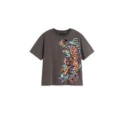 Desigual Majica Tiger črna