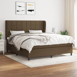Greatstore Box spring postelja z vzmetnico temno rjava 160x200 cm blago