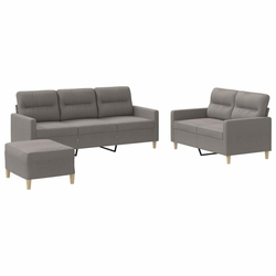 3-dijelni set sofa s jastucima smeđesivi od tkanine