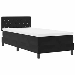 Vidaxl LED Box Spring Postelja z vzmetnico Črna 90 x 190 cm Žamet