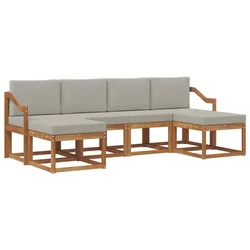 Set vanjskih sofa s jastukom 6 pcs Prirodna i svijetlo siva