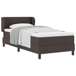 Vidaxl Postelja z vzmetnico z vzglavjem Temno rjava 90 x 190 cm blago