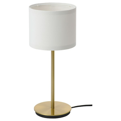 RINGSTA / SKAFTET Stona lampa, bela/mesing, 41 cm