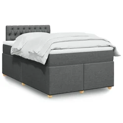 Vidaxl Box spring postelja z vzmetnico temno siva 120x200 cm blago