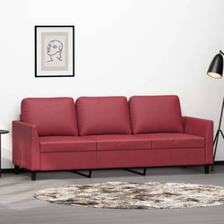 vidaXL Kavč trosed vinsko rdeč 180 cm umetno usnje