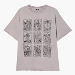 Cropp - Majica ispranog izgleda sa printom - light grey