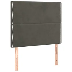 Vidaxl Vzglavje postelje temno sivo 90x5x118/128 cm žametno