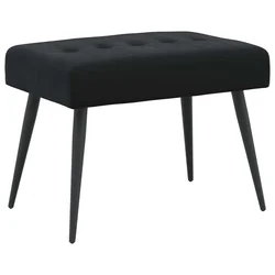 Klupa s gumbastim tkanjem Crna 60 x 40 x 45 cm Baršun