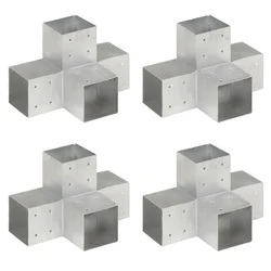 Spojnici za stupove u X-obliku 4 kom pocinčani metal 101x101 mm