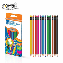 S-COOL Drvene bojice sa gumicom SC1481/ set 1/12