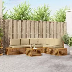 Set vanjskih sofa s jastukom 7 Komad Prirodna i bež