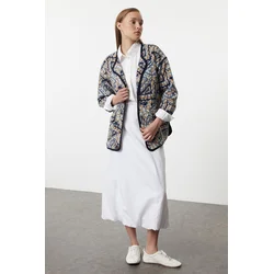 Trendyol Navy Blue Textured Oversize Woven Jacket