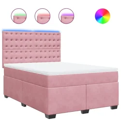Vidaxl Box spring postelja z vzmetnico roza 140x190 cm žamet