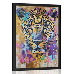 Plakat leopard v imitaciji umetniške slike - 60x90 white