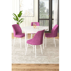 Hanah Home Set Trpezarijski sto i 4 stolice, Ljubičasto-beli