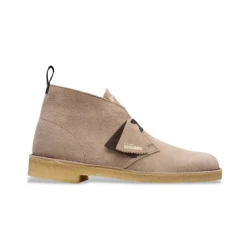 Clarks za moške. 26180643 Puščavski usnjeni škornji bež barve (45), Ravna stran, Semiš, Čipke, Priložnost