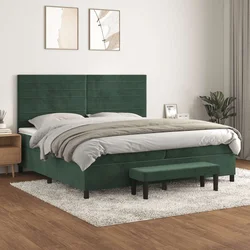 Den Box spring postelja z vzmetnico temno zelena 200x200 cm žamet
