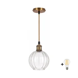 BRILAGI - LED luster na sajli RETRO GLASS 1xE27/60W/230V O 18 cm zlatna/prozirna