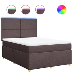 Vidaxl Box spring postelja z vzmetnico temno rjav 140x190 cm blago