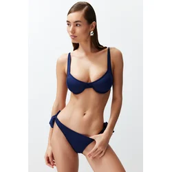 Trendyol Navy Blue Tie Brazilian Core Bikini Bottom