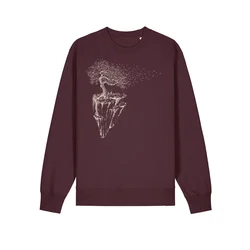 Life-Tree Majica Organic Fairwear Sweater Unisex Red Brown Maple Island kostanj rjava