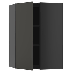 METOD Ugaoni zidni element s policama, Crnosiva/Nickebo boja antracita, mat, 68x100 cm